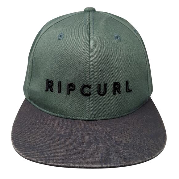 Rip Curl Snapback Cap Green One Size Adjustable Embroidered Lightweight Cotton - Picture 1 of 9